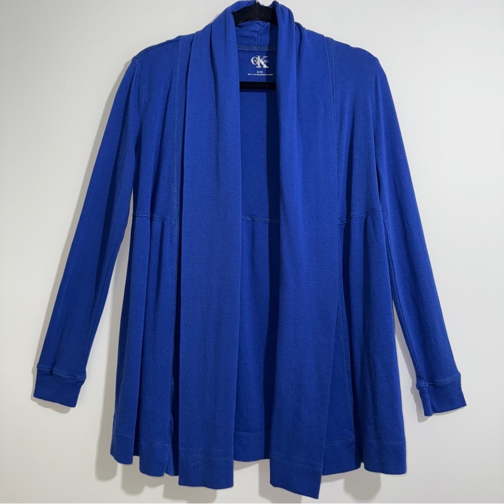 Calvin Klein Royal Blue‎ Open Front Cardigan Tie Waist Long Sleeve Soft Knit